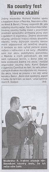 Senčan September 2003: Na country fest hlavne skalní